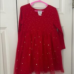 Hanna Andersson Red Dress with Gold Stars and Moons